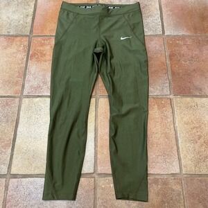 Nike womens  Dri Fit Running Green High Rise Athletic 7/8 Legging Pant